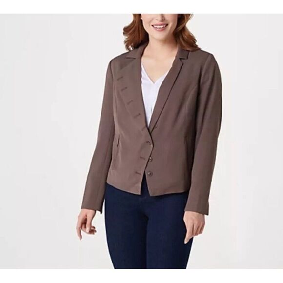 Laurie Flelt Women Black Cropped Back Pleated Blazer  Size 4 - Picture 6 of 16